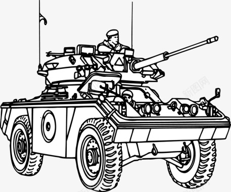 手绘装甲战车矢量图图标图标