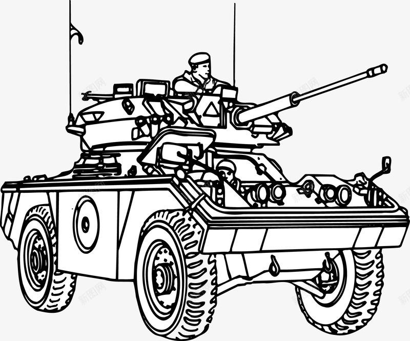 手绘装甲战车矢量图图标ai_新图网 https://ixintu.com 复古 简约 精致 矢量图