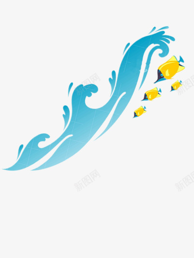 蓝色水波装饰png免抠素材_新图网 https://ixintu.com 水波图案 蓝色水波图案 装饰图案 鱼元素