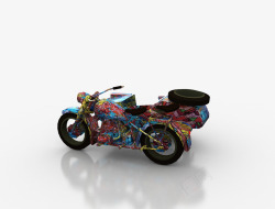 涂鸦三轮摩托车素材