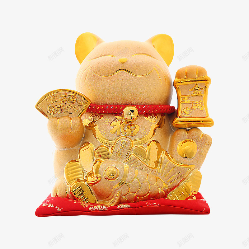 可爱亮金色招财猫png免抠素材_新图网 https://ixintu.com 可爱亮 富贵 财富 财源广进 金色 金色招财猫