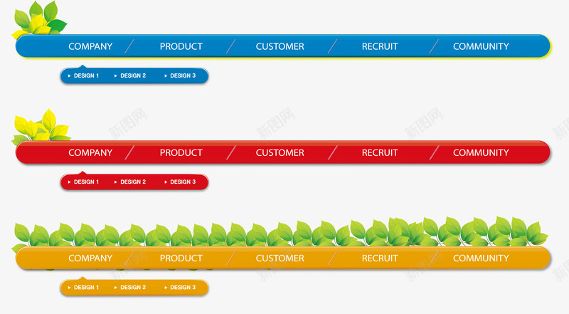 网站标题栏png免抠素材_新图网 https://ixintu.com 创意设计 叶子 商务 科技 绿叶 网站
