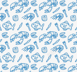 卡通海鱼蓝色海鲜食品高清图片