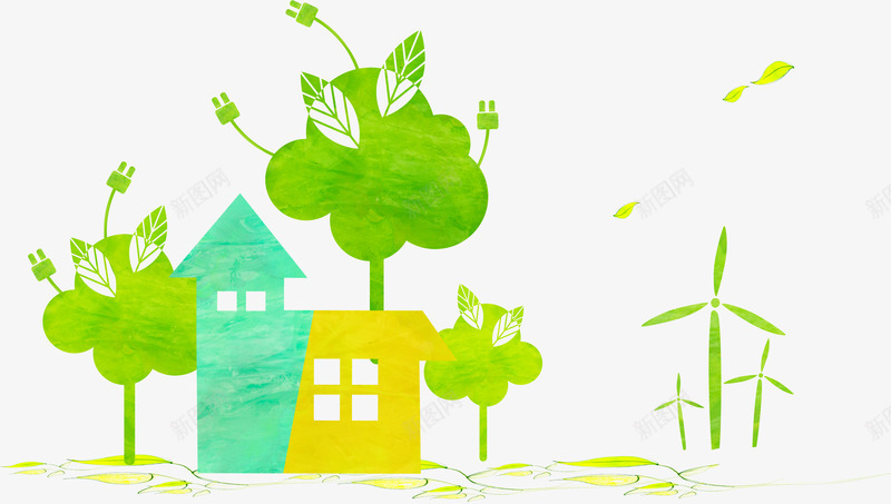 能源环保png免抠素材_新图网 https://ixintu.com 低碳 保护环境 减排 卡通 建筑 环保 生态 绿色 绿色能源 能源 能源环保 自然 节能 风车