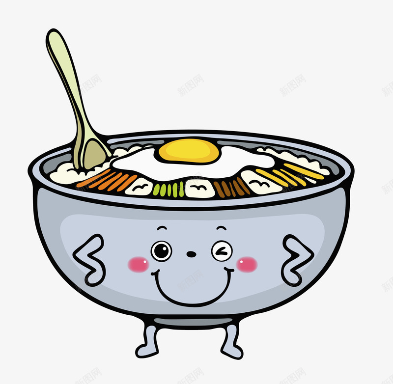 石锅拌饭png免抠素材_新图网 https://ixintu.com 主食 勺子 可口 榨菜 米饭 美味 蔬菜 鸡蛋