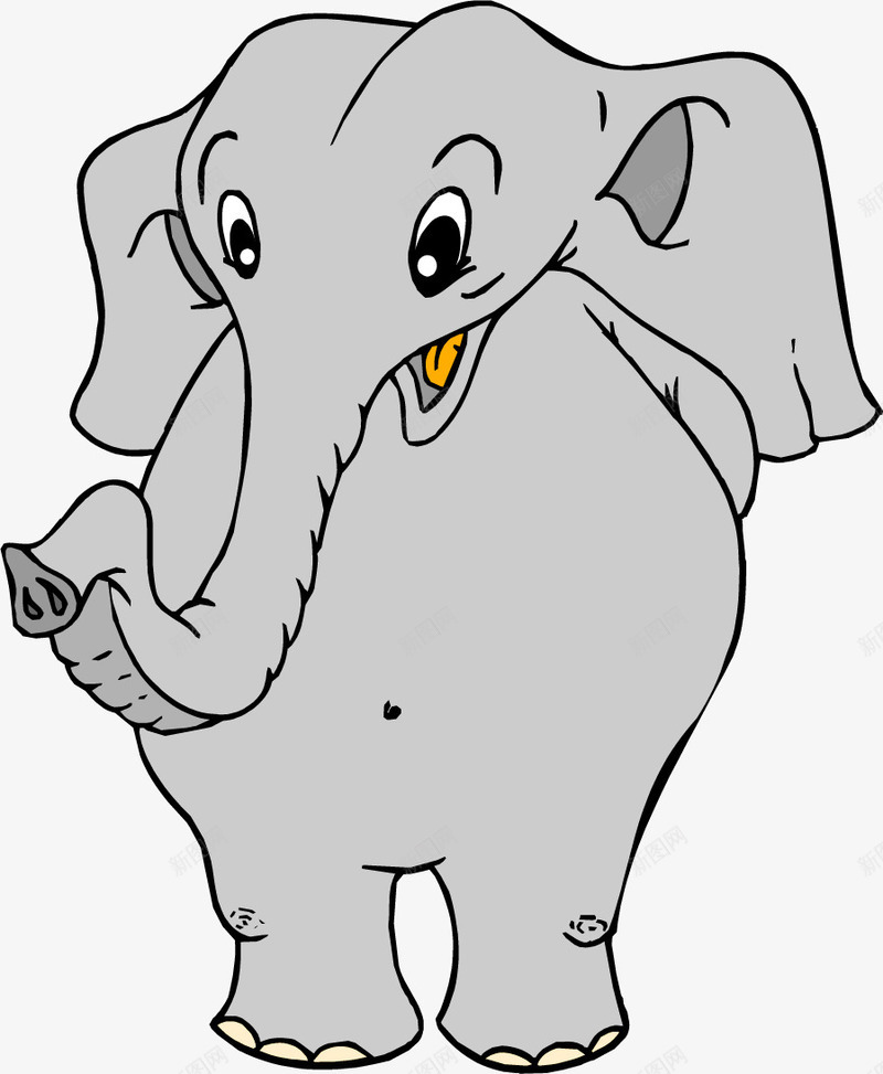 开心的小象png免抠素材_新图网 https://ixintu.com 儿童绘画 动画动物 开心的 插画 灰色小象 简笔象