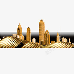 大气黑金房地产金色创意房地产商务建筑黑金元素高清图片