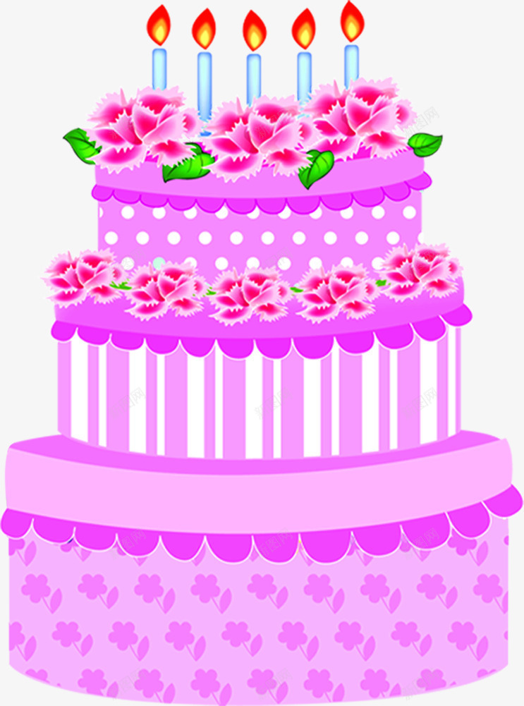 粉色花朵蜡烛蛋糕png免抠素材_新图网 https://ixintu.com 粉色 花朵 蛋糕 蜡烛