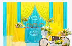 婚礼台蓝黄色婚礼装饰高清图片