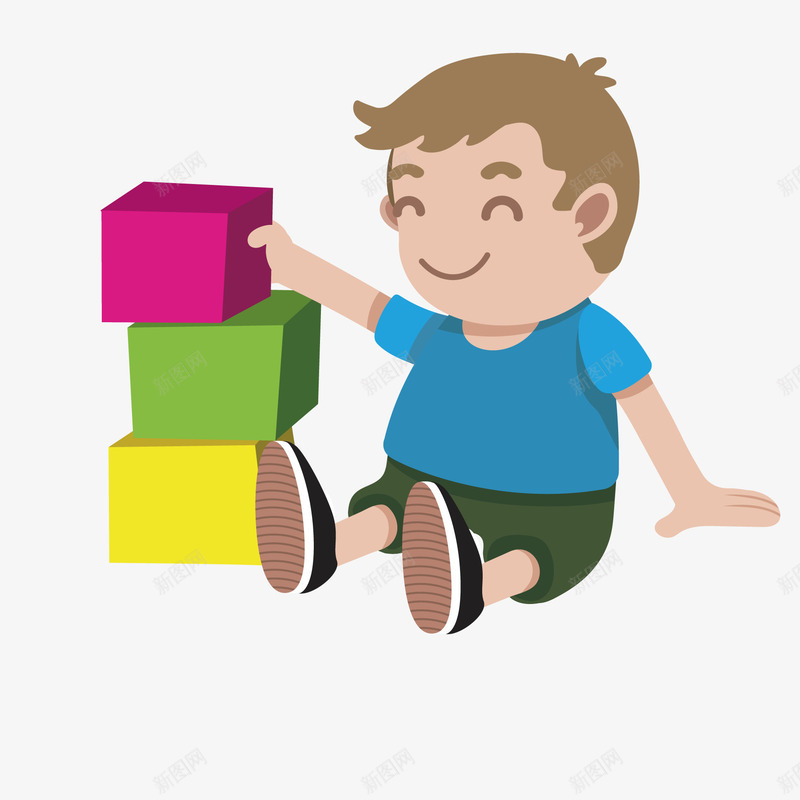 玩积木的儿童png免抠素材_新图网 https://ixintu.com 儿童 彩色 拼积木 玩耍 积木