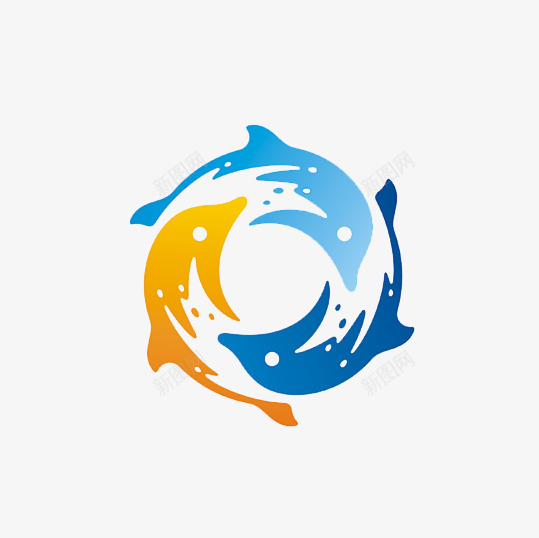 水波与海豚图标png_新图网 https://ixintu.com 图标元素 水 环绕