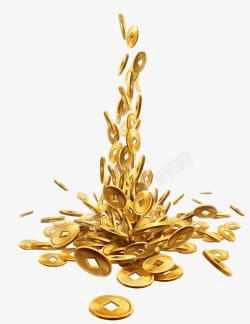 金色的铜钱一堆铜钱金币高清图片