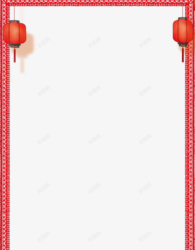 红色中国风新春灯笼装饰边框psd免抠素材_新图网 https://ixintu.com 中国风 新年 新春 春节 灯笼 红色 装饰 边框