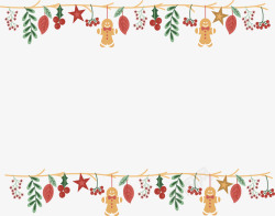 圣诞节可爱树叶饼干挂饰边框矢量图素材