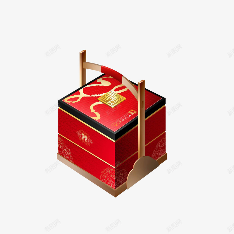 实物中国风月饼礼盒png免抠素材_新图网 https://ixintu.com 创意礼盒 古风盒子 实物图 手提式盒子 月饼礼盒