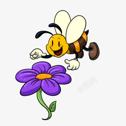看到花朵很开心的蜜蜂矢量图素材