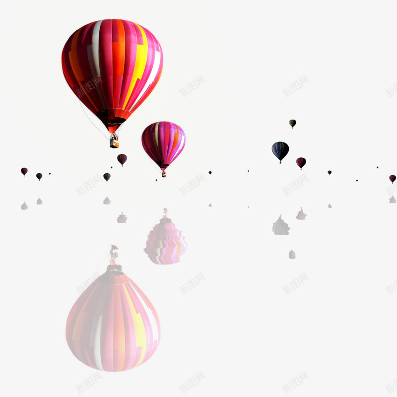 镜像热气球png免抠素材_新图网 https://ixintu.com 彩色 热气球 礼盒 镜像 飞行