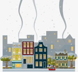 冬季小楼灰色冬日都市背景高清图片