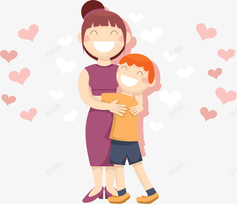 开心拥抱的母子海报矢量图ai免抠素材_新图网 https://ixintu.com 亲子拥抱 拥抱的母子 母亲节 母亲节快乐 母子 矢量png 矢量图 紧紧拥抱