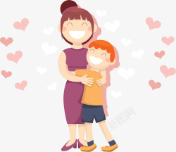 母子拥抱开心拥抱的母子海报矢量图高清图片
