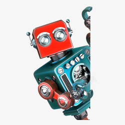 蓝色机器人金属感科幻高科技机器人元素高清图片