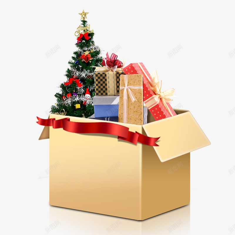 圣诞礼品盒psd免抠素材_新图网 https://ixintu.com 丝带 圣诞节 精美礼品盒 纸盒