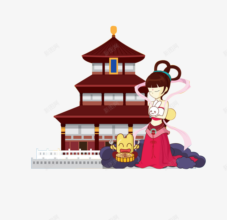 天宫png免抠素材_新图网 https://ixintu.com 中秋 卡通 嫦娥
