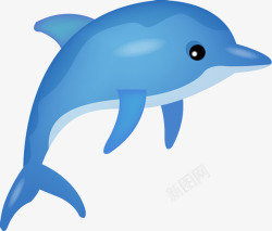 蓝色海豚卡通图案素材