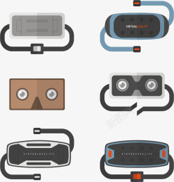 VR产品六款虚拟现实眼镜矢量图高清图片