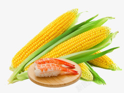 黄色龙虾玉米和龙虾高清图片