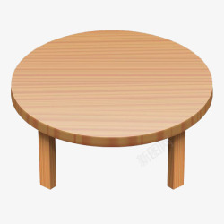 小店木纹条圆形小木桌高清图片