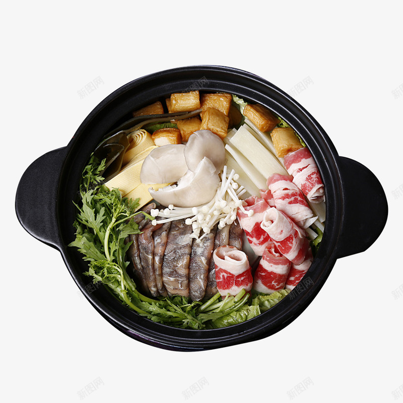 鱼肉丸五花肉小火锅png免抠素材_新图网 https://ixintu.com 热食 营养 蔬菜 麻辣