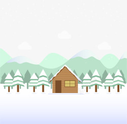 冬天的小木屋素材