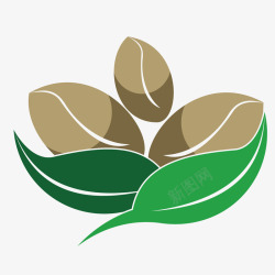 绿色的咖啡豆绿色树叶咖啡豆装饰图标矢量图高清图片