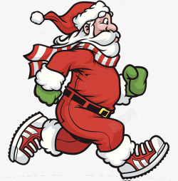 冬天快乐跑步的圣诞老人高清图片