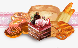 粉色花带美食节蛋糕房的精致蛋糕高清图片