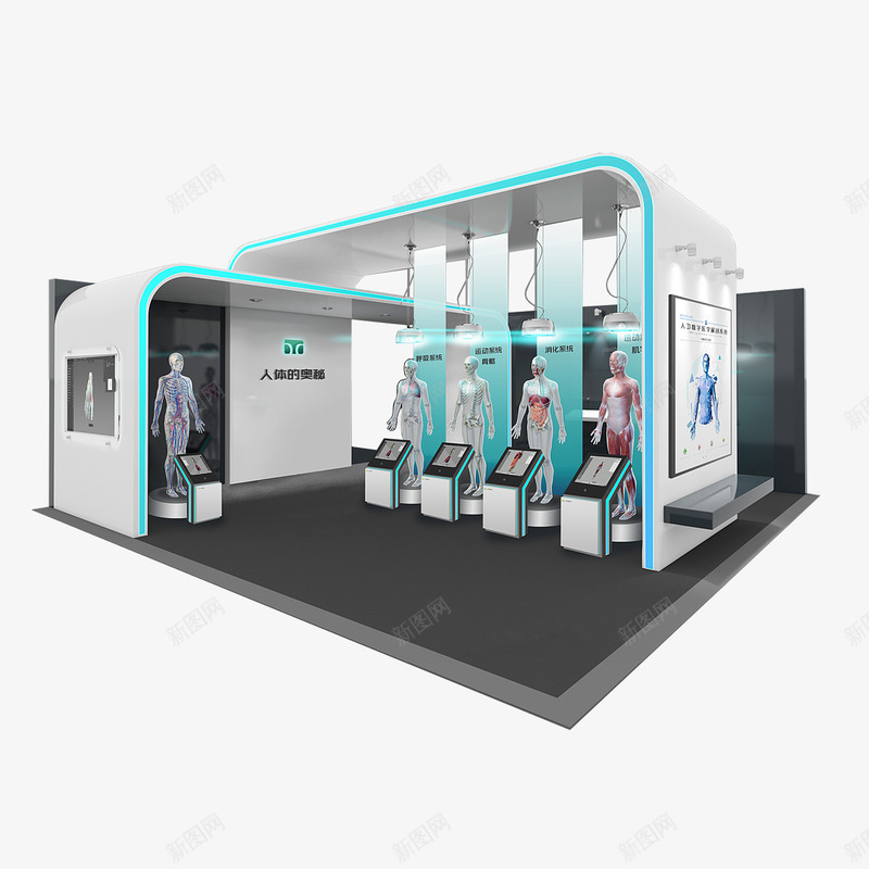 现代科技3D展厅psd免抠素材_新图网 https://ixintu.com 3D展厅 3D效果图 show 互动展厅 展台搭建 展览展示 现代科技 简约时尚