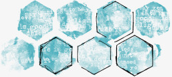 蓝绿色涂鸦六边形墙饰高清图片