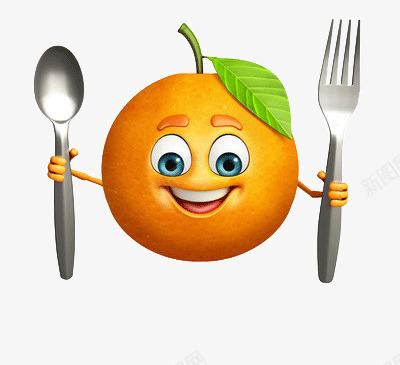 准备用餐的橙子png免抠素材_新图网 https://ixintu.com 开心 维生素C 绿叶