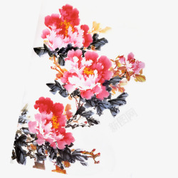 国画牡丹红色油纸伞牡丹高清图片