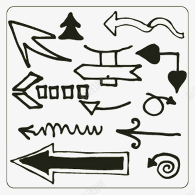 涂鸦的箭头自由向量集标志图标图标