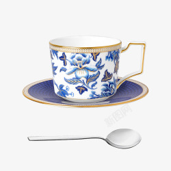 咖啡杯花纹印着青花瓷花纹的咖啡杯高清图片