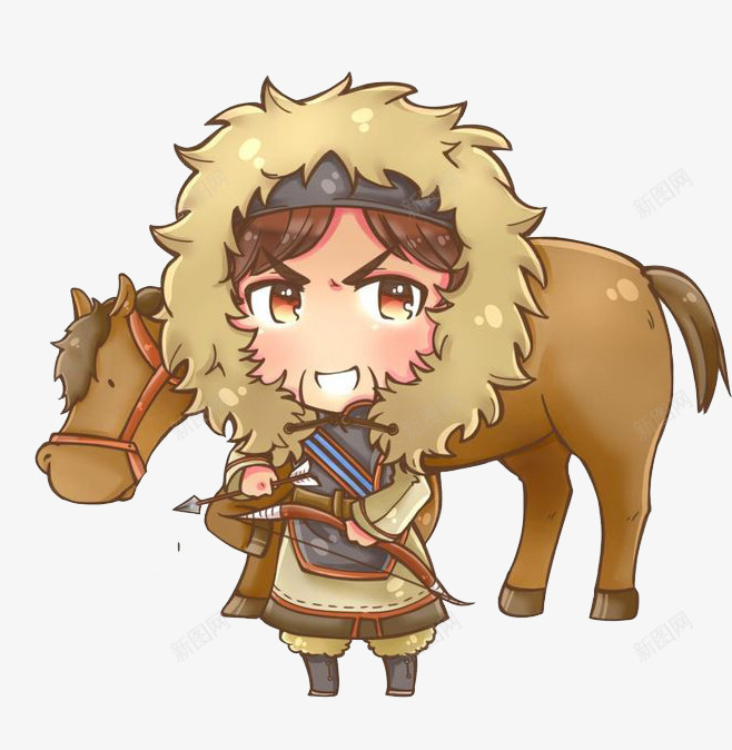 骑马的猎人png免抠素材_新图网 https://ixintu.com 冬天 卡通 小男孩 手绘 猎人 骑马