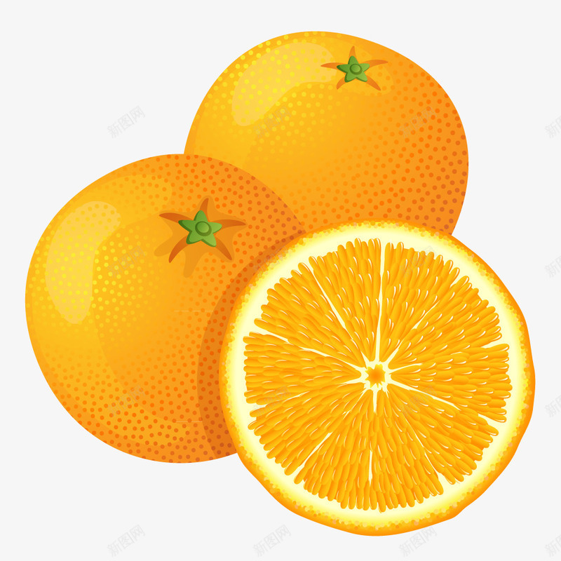 卡通三个香橙png免抠素材_新图网 https://ixintu.com 半个橙子 卡通 插画 桔子 橘子 橙子 橙汁 设计 香橙 香橙卡通