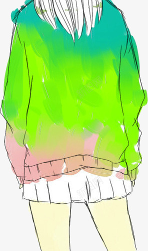 人物png免抠素材_新图网 https://ixintu.com 人物 动漫 卡通 女孩 背影