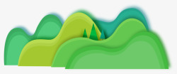 绿色剪纸绿色立体剪纸山水画矢量图高清图片