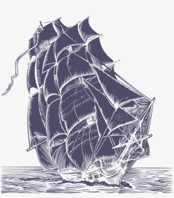 精致的帆船钢笔画精致的大帆船矢量图高清图片