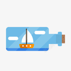 帆船漂流瓶卡通手绘帆船漂流瓶矢量图高清图片