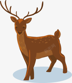可爱卡通冬天动物驯鹿矢量图素材
