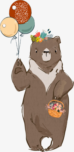 拿着牌子的小熊拿着气球的棕色小熊高清图片